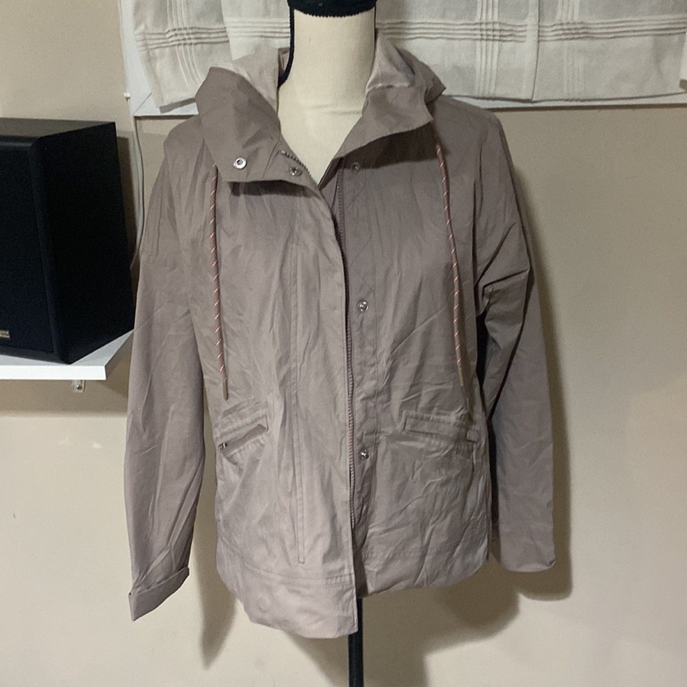 Athleta Taupe Hooded Lightweight Jacket